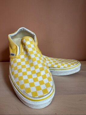 Vans Checkerboard Slip-On Sneakers in Yellow and White